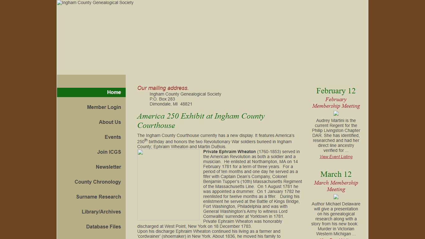 Welcome to the Ingham County Genealogical Society website!