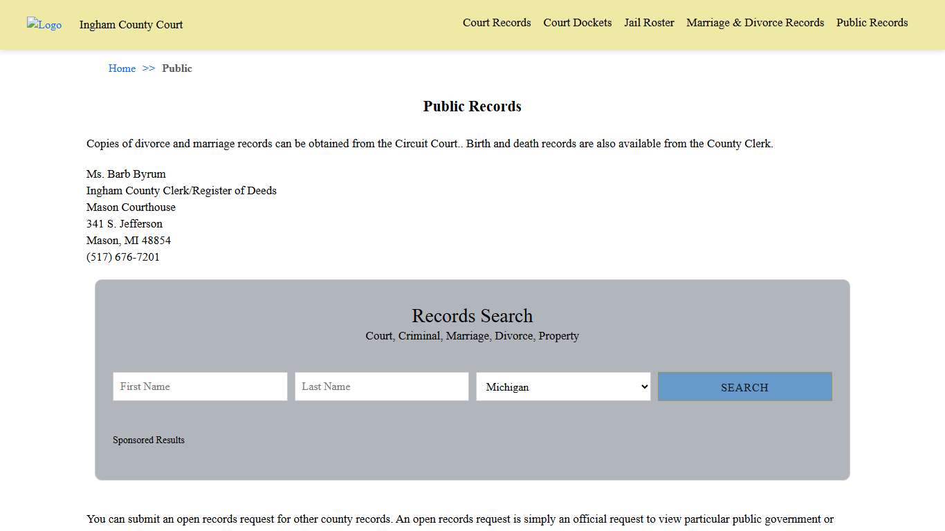 Public Records Ingham County Court